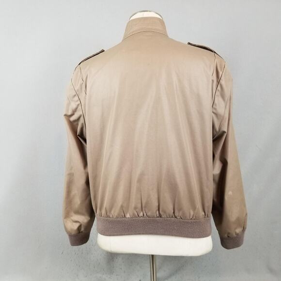 Vintage London Fog Jacket Mens 42 Brown Bomber Outdoors Unlimited Epaulet 80s - Picture 9 of 15